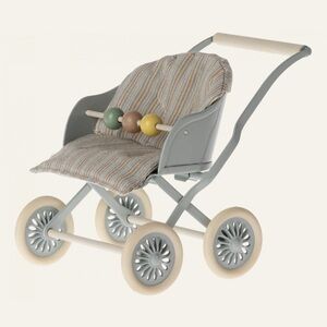 Maileg Stroller, Baby Mice - Blue